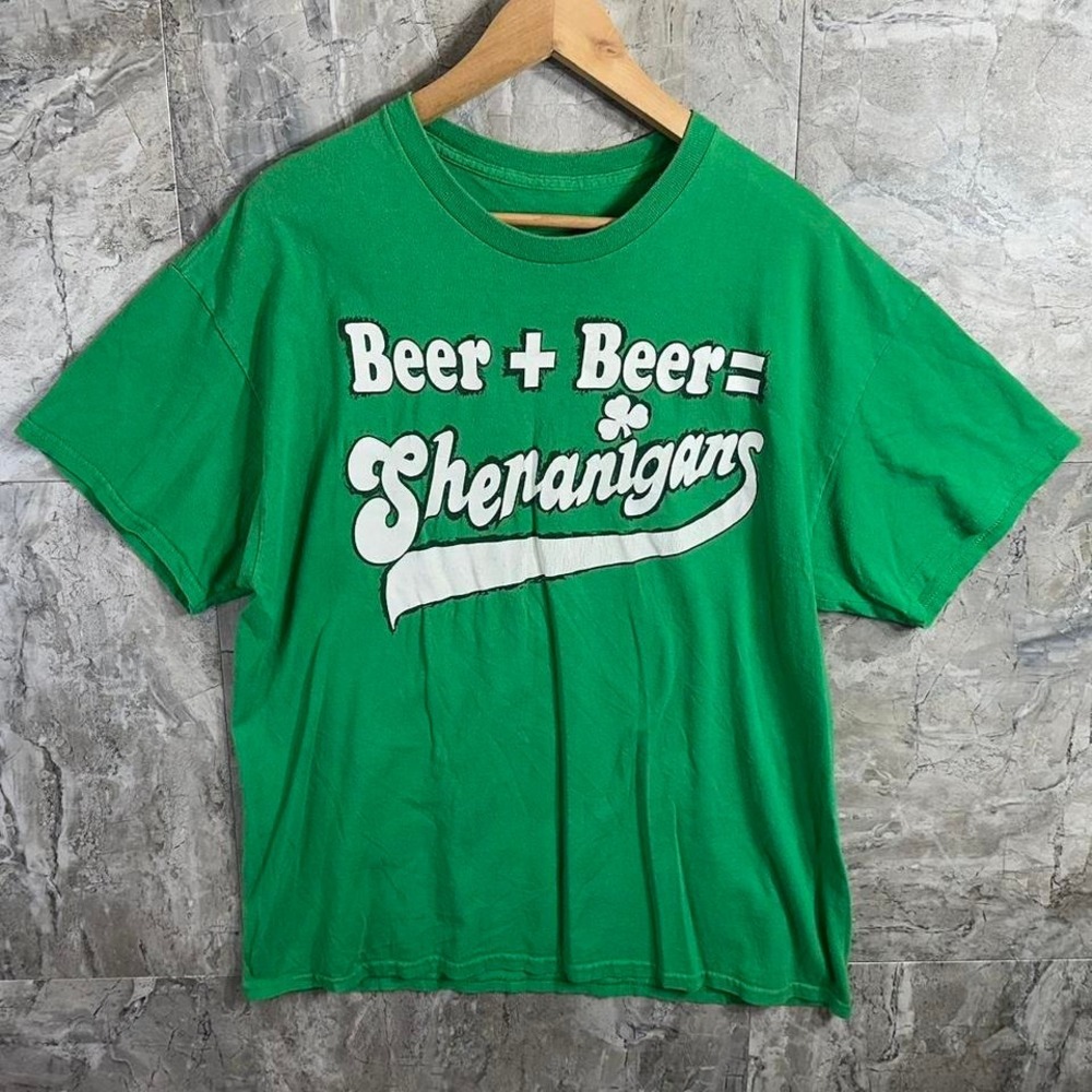 Beer + beer = shenanigans Green St. Patrick's Day graphic tee shirt Men's  Large